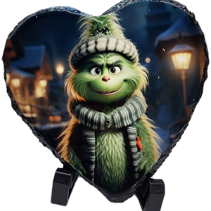 Grinch 6″ Photo Slate Christmas Decor Heart Shaped