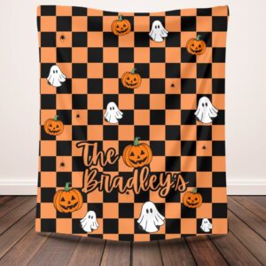 Personalized Checkered Halloween Blanket