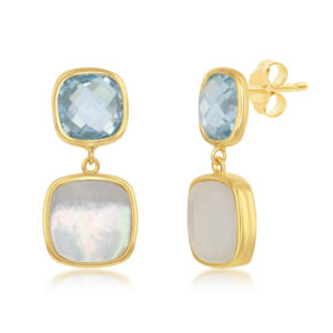 Blue Topaz and Shell earrings with gold-plated sterling silver