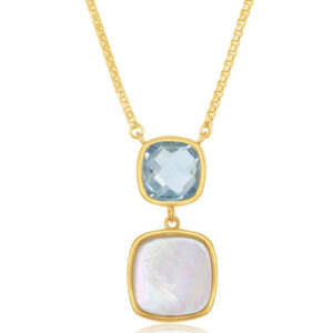 Blue Topaz and Shell Necklace with gold-plated sterling silver