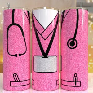 Nurse Scrubs Tumbler Stainless Steel Pink 20 Ounces