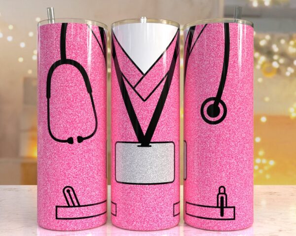 Nurse Scrubs Tumbler Stainless Steel Pink 20 Ounces