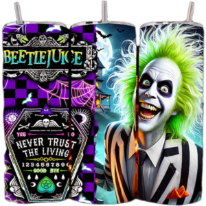 Beetlejuice Stainless Steel Tumbler 20 ounce Closing Lid and Straw