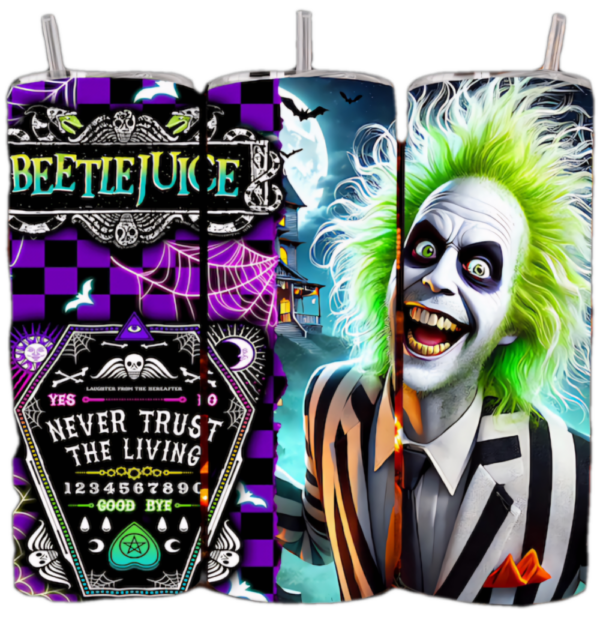 Beetlejuice Stainless Steel Tumbler 20 ounce Closing Lid and Straw