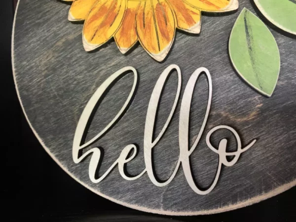 Hello Sunflower Wooden Sign