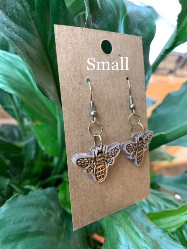 Wooden Honey Bee Dangle Earrings