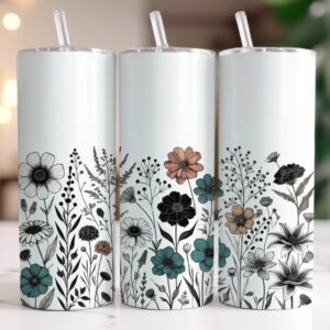 Simple Minimalistic Floral Stainless Steel Tumbler