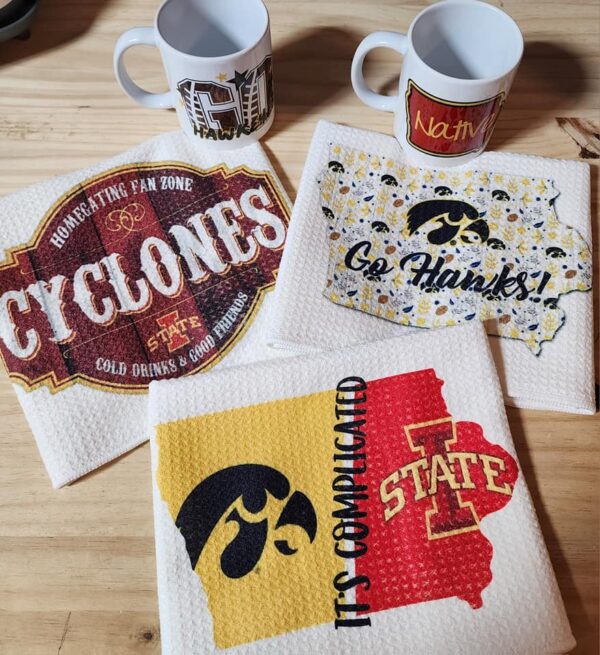 Iowa and Iowa State It’s Complicated Kitchen Towel Hawkeyes vs Cyclones