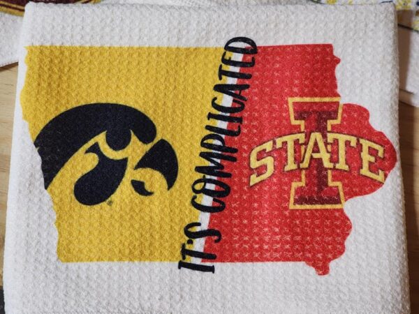 Iowa and Iowa State It’s Complicated Kitchen Towel Hawkeyes vs Cyclones