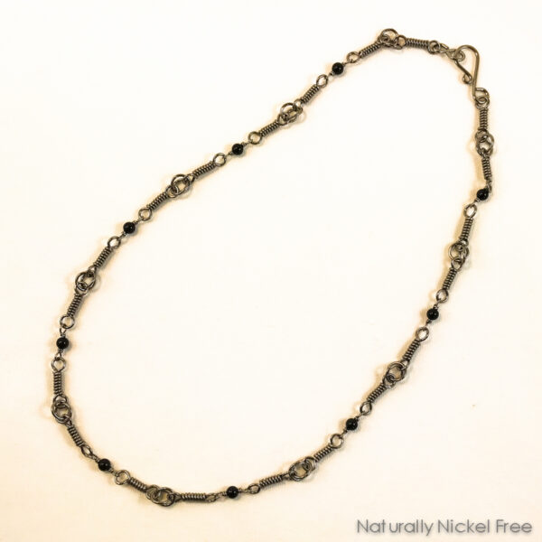 Niobium Coil Chain Necklace with Onyx Beads