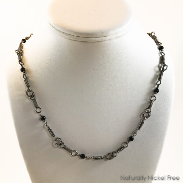 Niobium Coil Chain Necklace with Onyx Beads