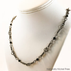 Niobium Coil Chain Necklace with Onyx Beads