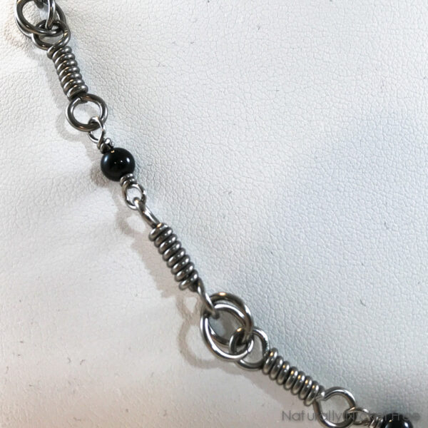 Niobium Coil Chain Necklace with Onyx Beads