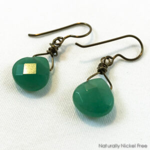 Green Aventurine Crystal Faceted Teardrop Earrings