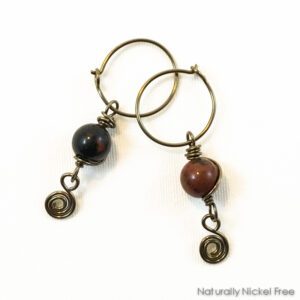 Mahogany Obsidian Spiral Niobium Hoops