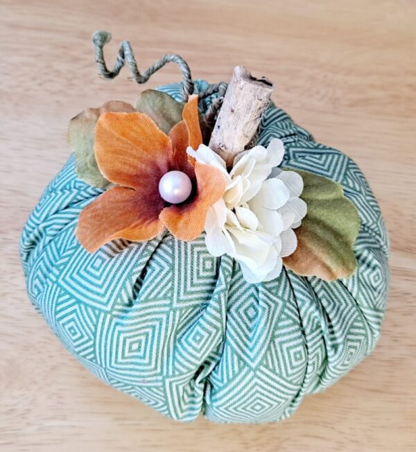 Green pattern fabric pumpkin