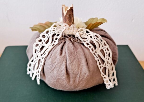 Brown stuffed fabric pumpkin