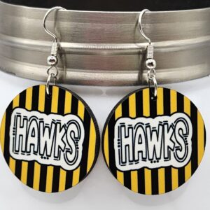 Hawks Earrings Black and Gold Double Sided Design Wooden Lightweight