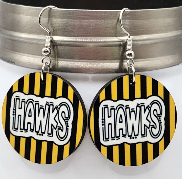 Hawks Earrings Black and Gold Double Sided Design Wooden Lightweight