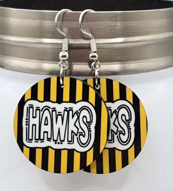 Hawks Earrings Black and Gold Double Sided Design Wooden Lightweight