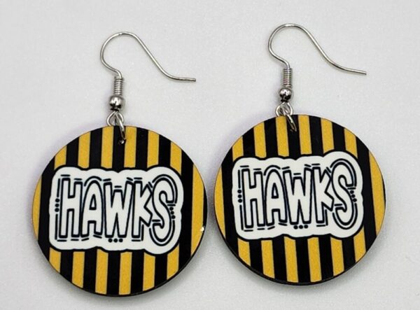 Hawks Earrings Black and Gold Double Sided Design Wooden Lightweight