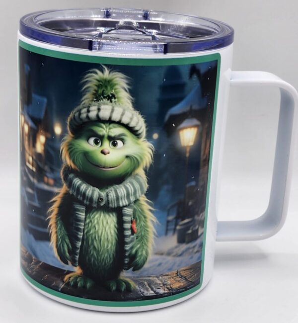 Grinch Stainless Steel Christmas Camping Mug With Lid