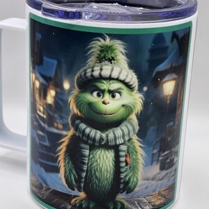 Grinch Stainless Steel Christmas Camping Mug With Lid