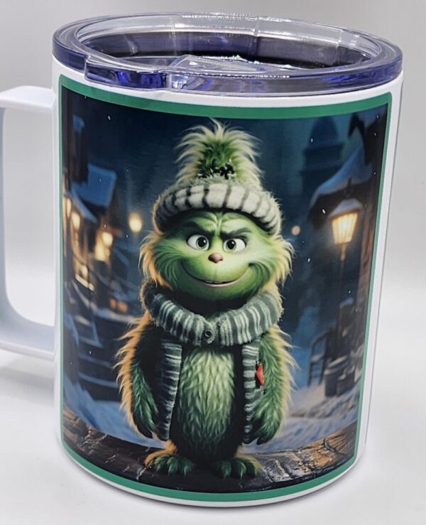 Grinch Stainless Steel Christmas Camping Mug With Lid