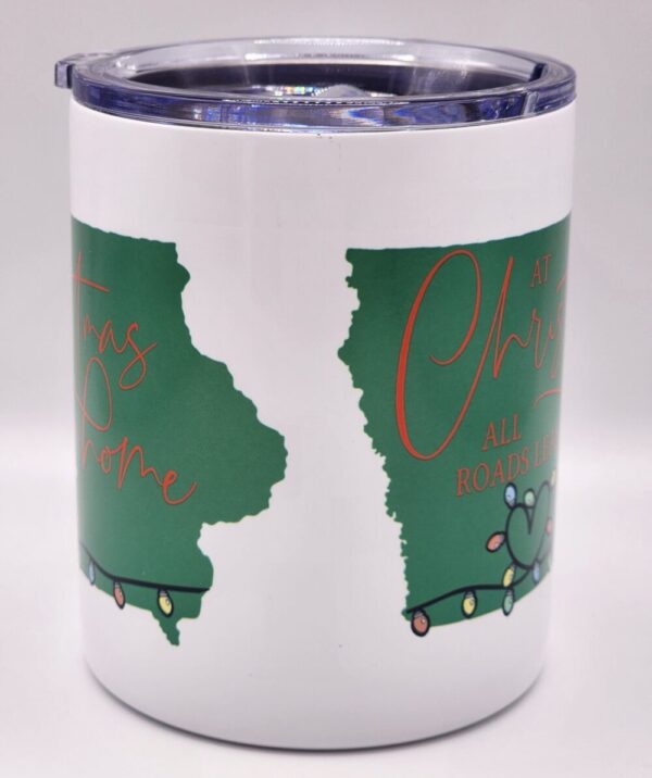 Iowa Christmas Stainless Steel Mug With Lid “At Christmas All Roads Lead Home”