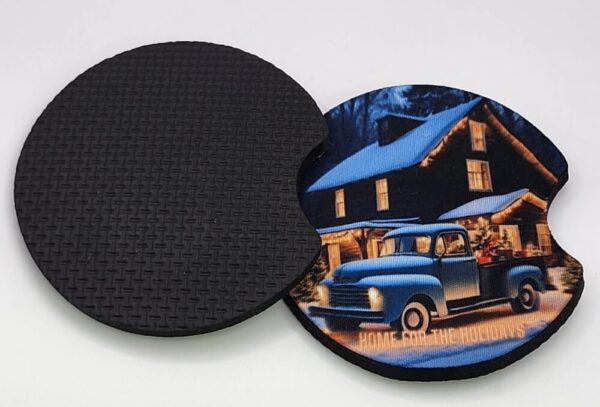 Home for the Holidays Car Coasters Set of 2 Absorbent Vintage Christmas Truck