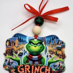 Metal Double Sided Grinch Christmas Ornament