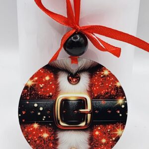 Metal Double Sided Round Santa Claus Belt Christmas Ornament