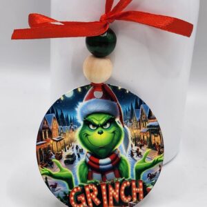 Metal Double Sided Grinch Christmas Ornament