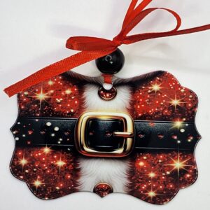 Metal Double Sided Santa Clause Belt Christmas Ornament