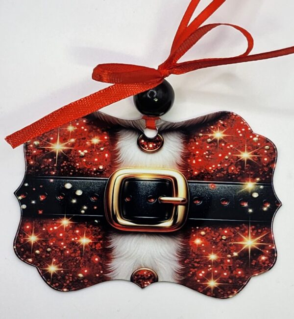 Metal Double Sided Santa Clause Belt Christmas Ornament