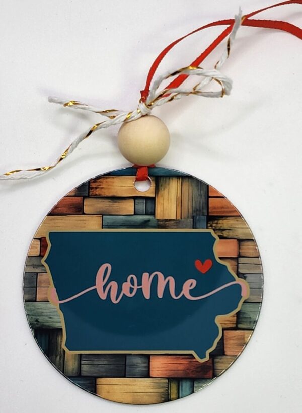 Iowa Home Metal Christmas Ornament Double Sided