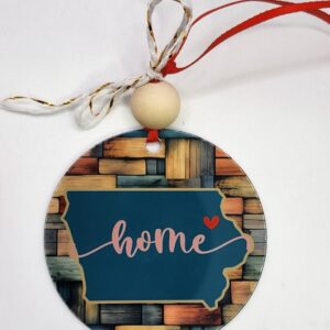 Iowa Home Metal Christmas Ornament Double Sided