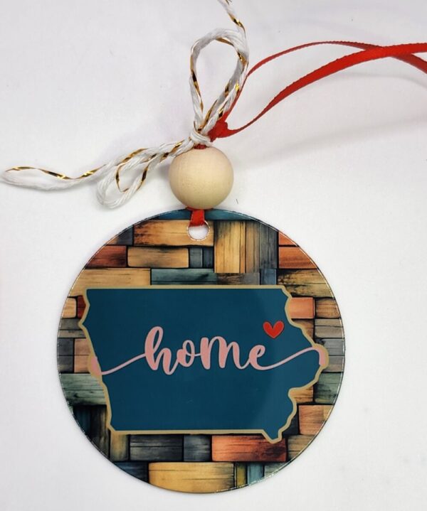 Iowa Home Metal Christmas Ornament Double Sided