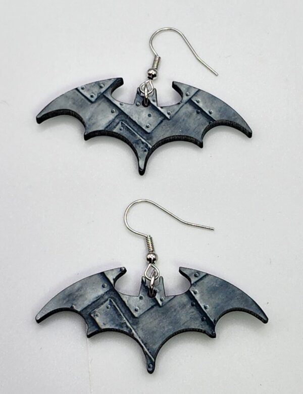 Fuselage Bat Earrings Wooden Double Sided Design Lightweight Hypoallergenic Handmade