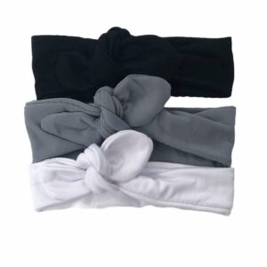 Knot bow headband – black, silver, white