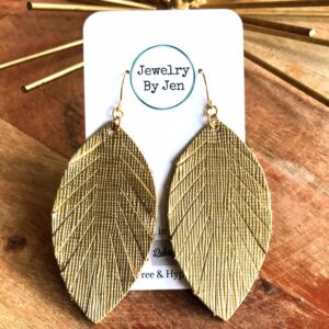 Fringe Leaf Earrings: Gold Saffiano