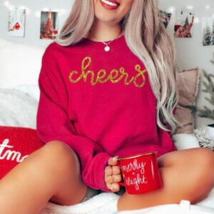 Cheers glitter crew neck