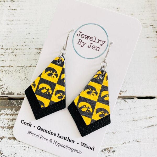 Iowa Hawkeyes Checkerboard Double Stacked Earrings