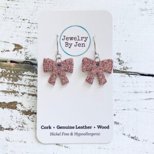 Bow Earrings: Fine Pink Glitter