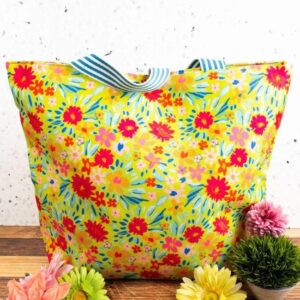 Lime Flower Blast Tote Bag