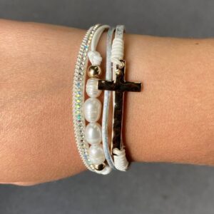 White Cross Magnetic Bracelet