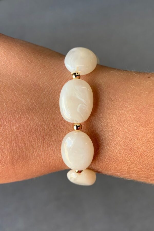 White Marble Oval Beaded Bracelet