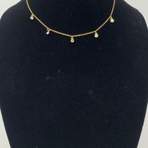 Gold Dainty Necklace with Crystals