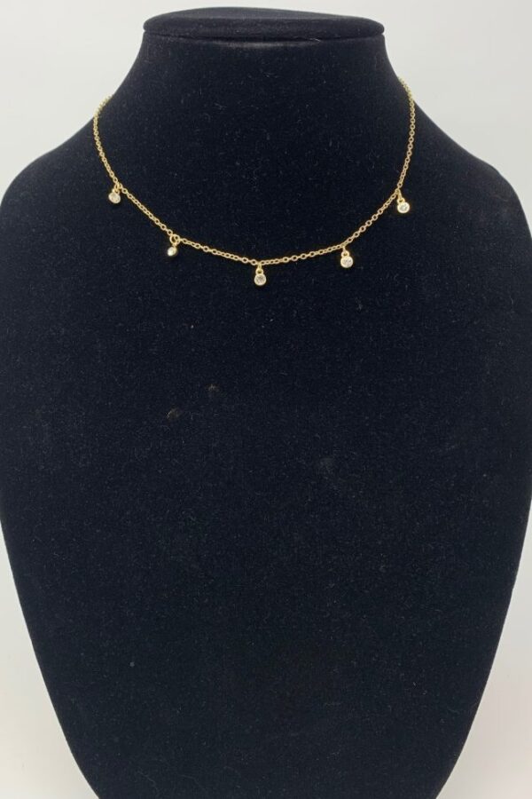 Gold Dainty Necklace with Crystals