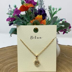 Gold Necklace with Crystal Pendant